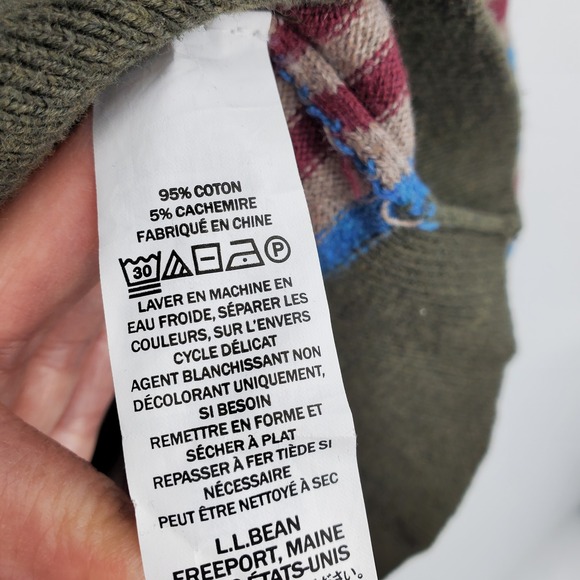 L.L Bean Mens Large 1/4 Zip Sweater Cotton Cashmere Striped Pullover Y2K Dad - Picture 4 of 7